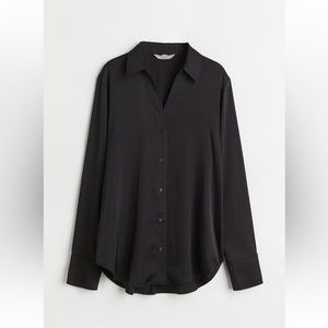 Satin/Silk like V-Neck Collared Button Up Blouse